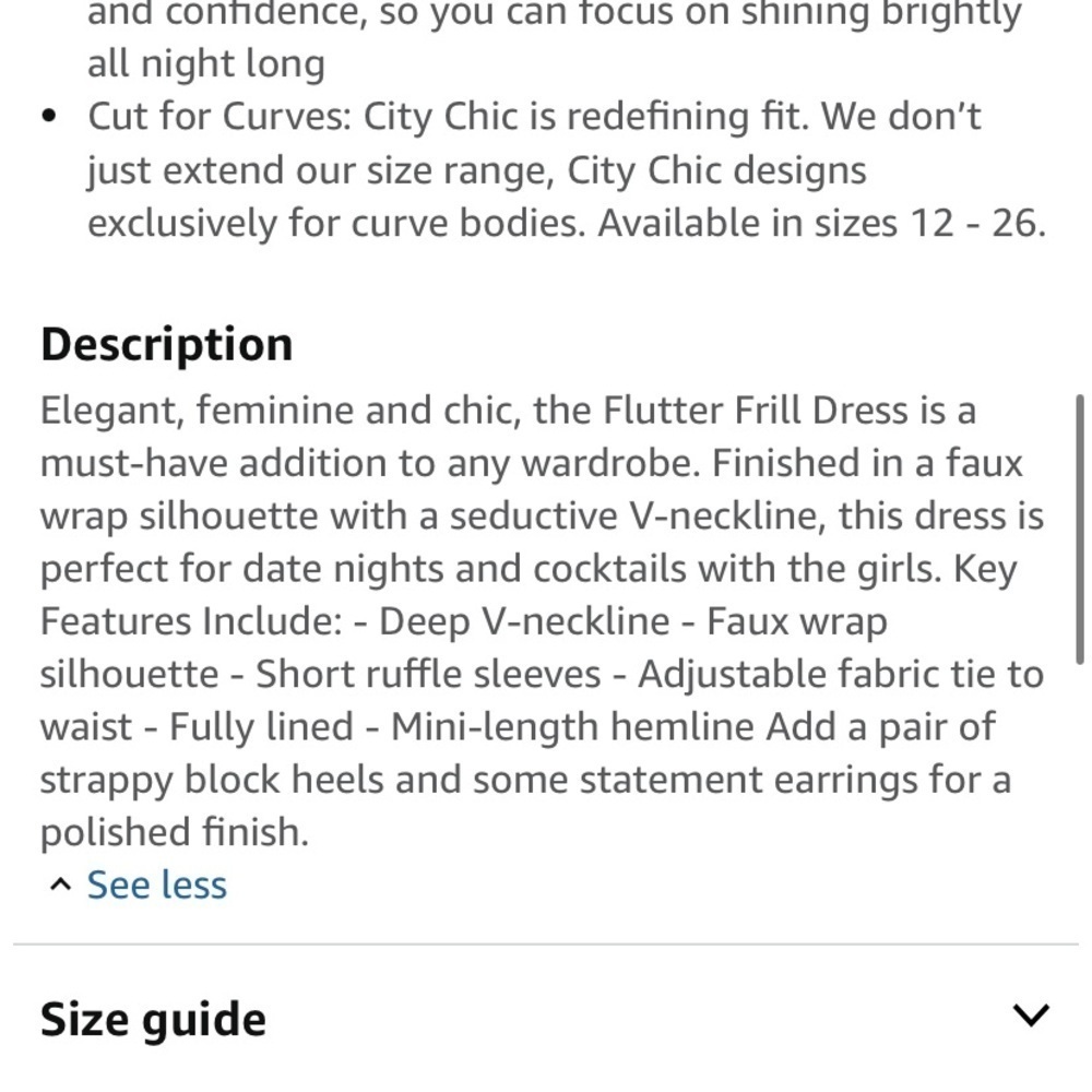 City Chic | Blue Flutter Frill Mini Tie Waist Faux Wrap Dress Size XXL/24 - Picture 10 of 11